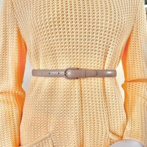 vintage taupe genuine leather skinny belt by Axiom